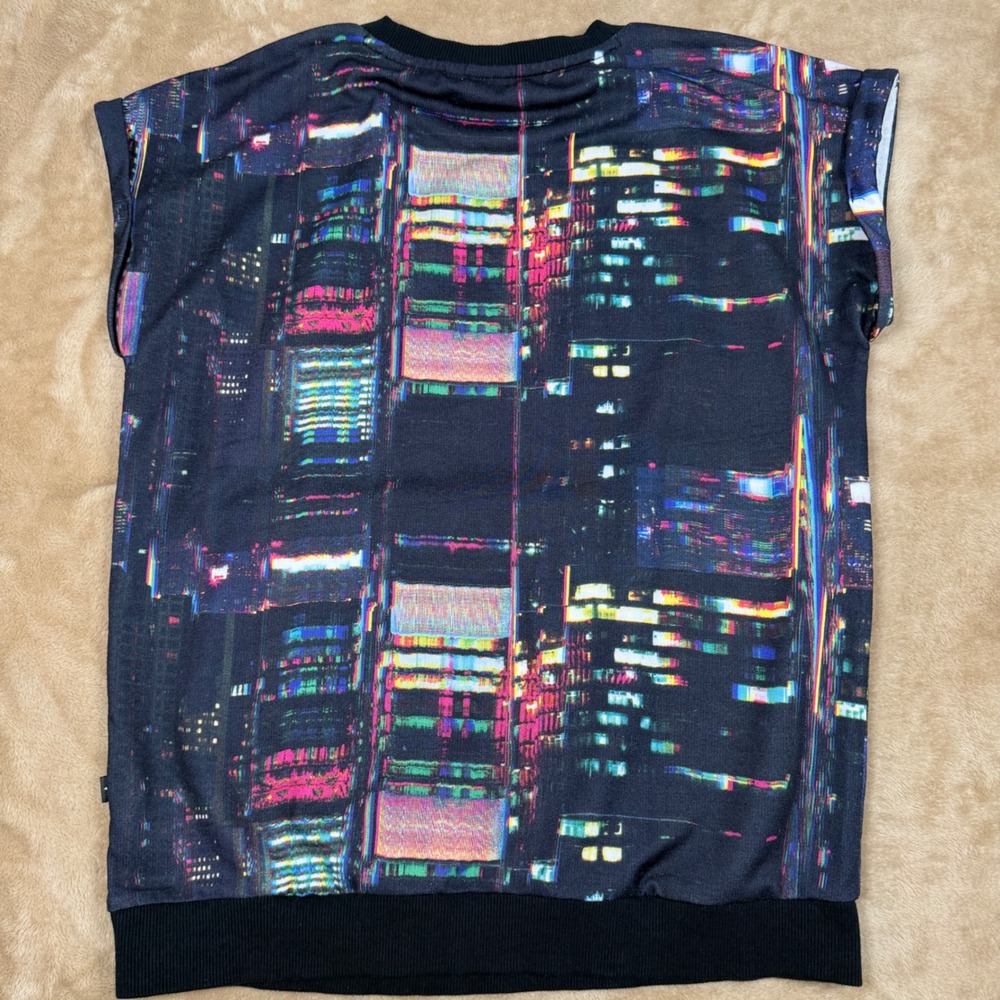 Adidas Originals City Lights Glitch Print Sleeveless Sweatshirt Trefoil XS - Picture 3 of 9